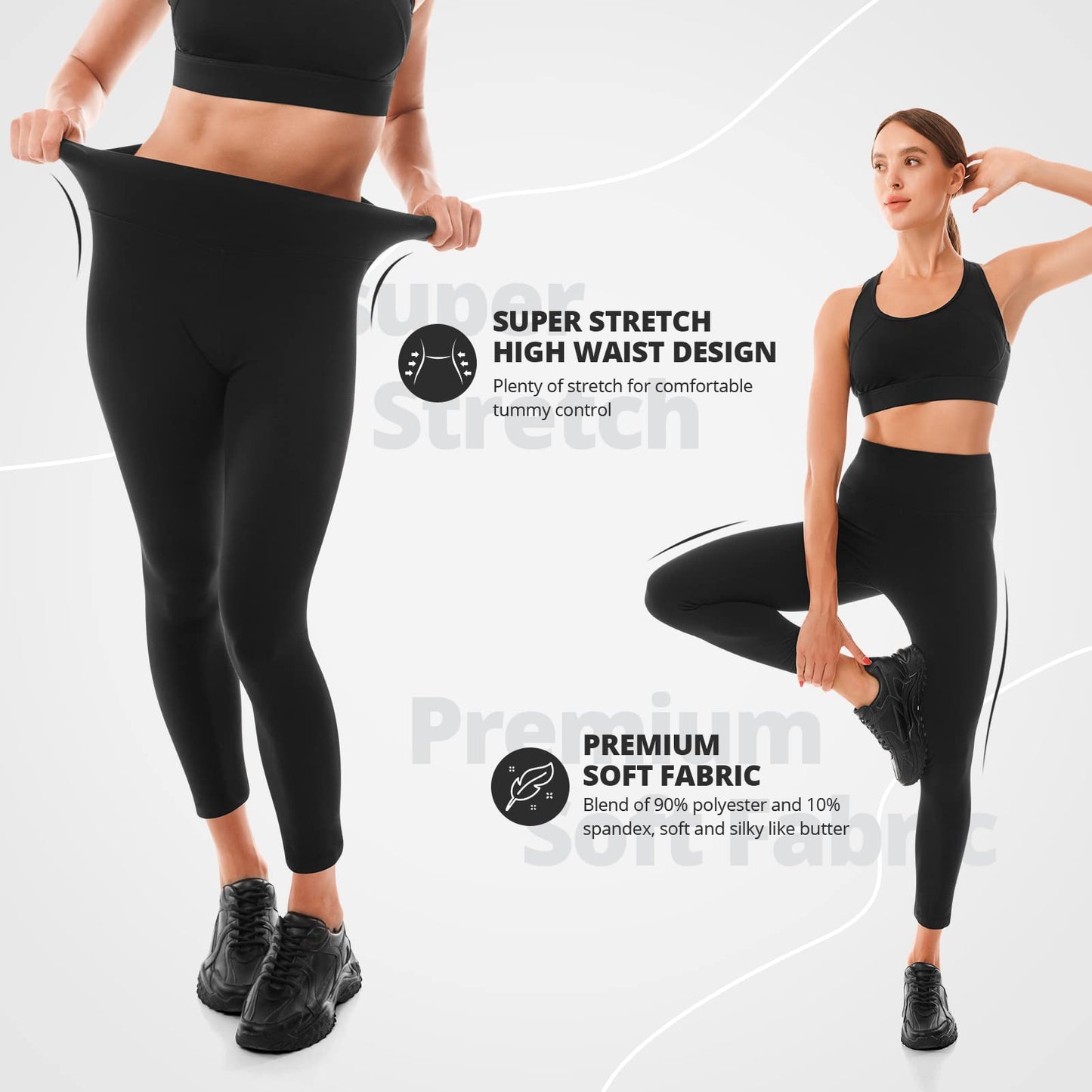 Stanpetix High Waisted Tummy Control Leggings for Women Workout Yoga SM Black