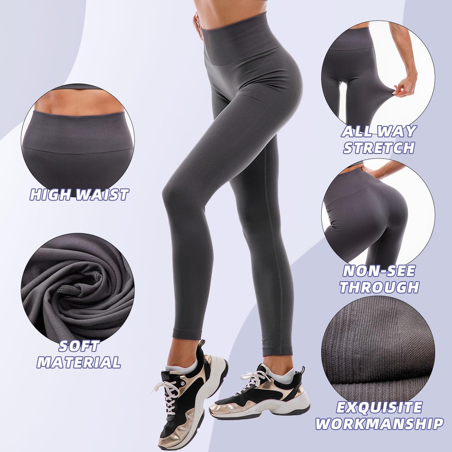 Stanpetix Leggings for Women UK - High Waisted Black Workout Leggings Tummy Control Stretchy(Black,S-M)