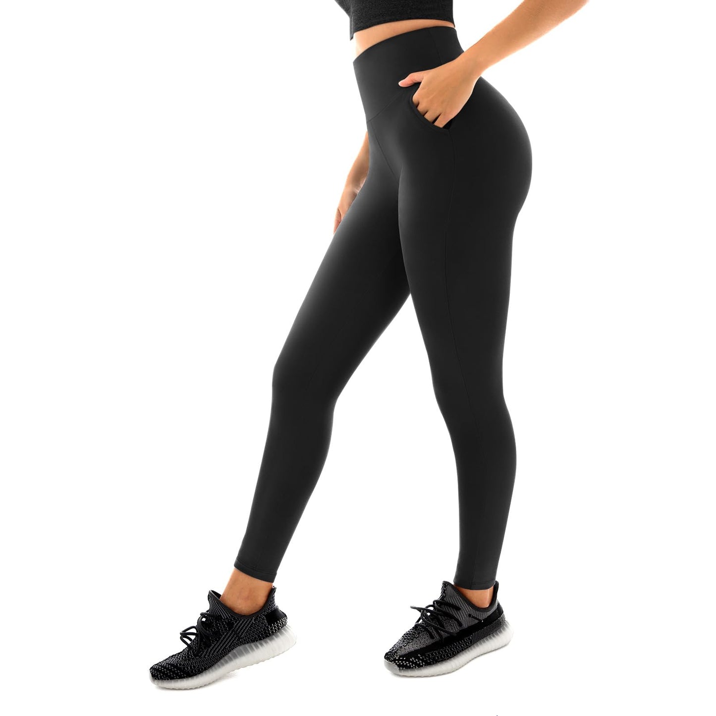 Stanpetix Leggings for Women, High Waist Gym Leggings with Pocket for Workout Running Exercise Black 1 Pack LXL