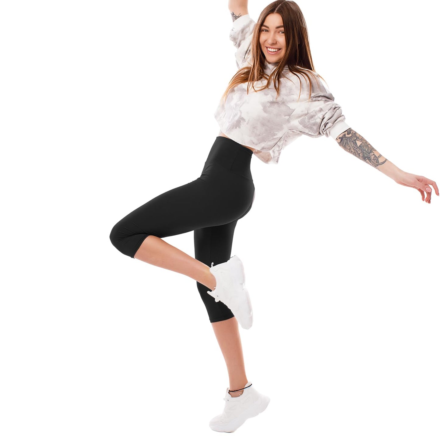Stanpetix Leggings for Women Tummy Control - High Waisted Workout Leggings Compression Leggings for Women (Black,Capri,L-XL)