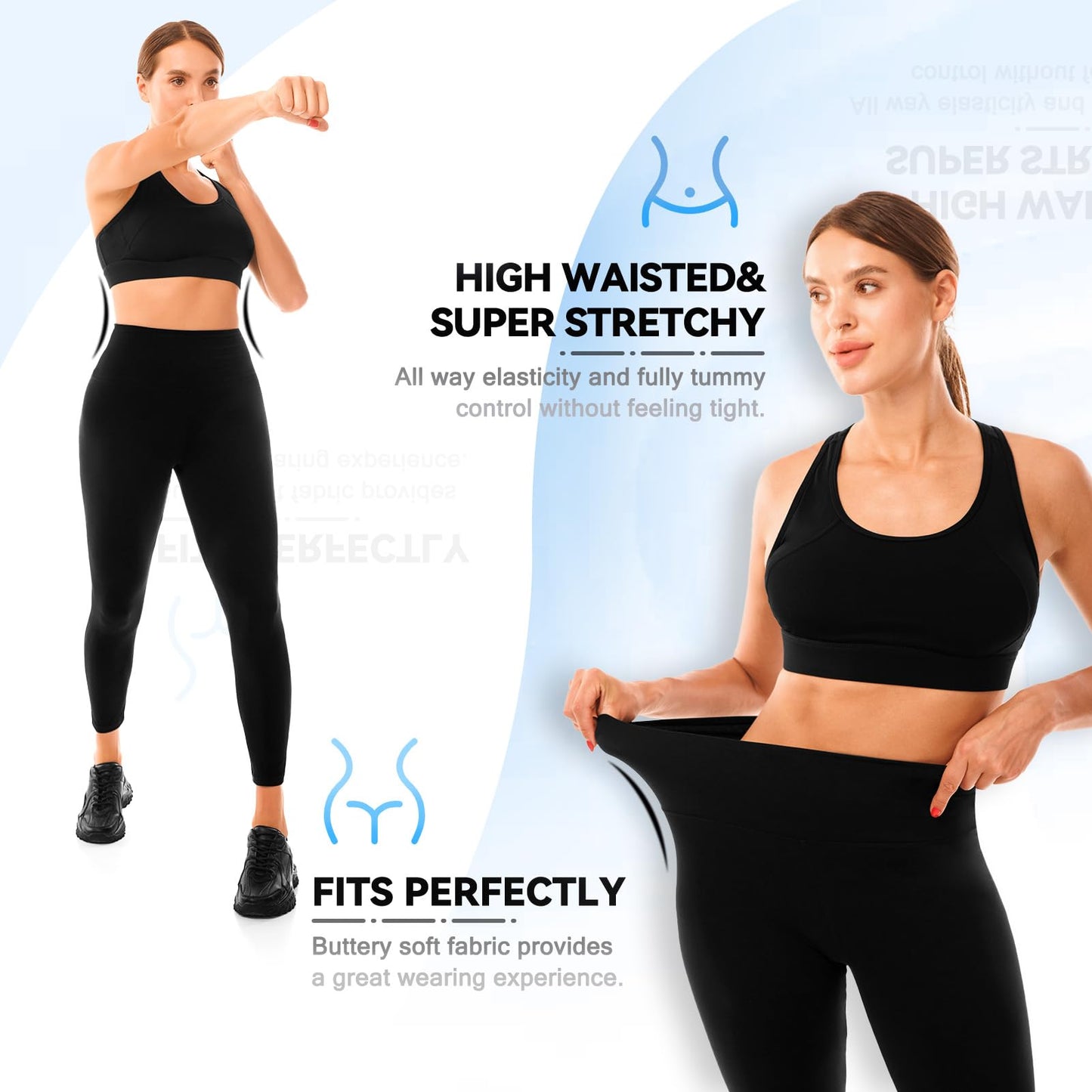Stanpetix High Waisted Tummy Control Leggings for Women Workout Yoga SM Black
